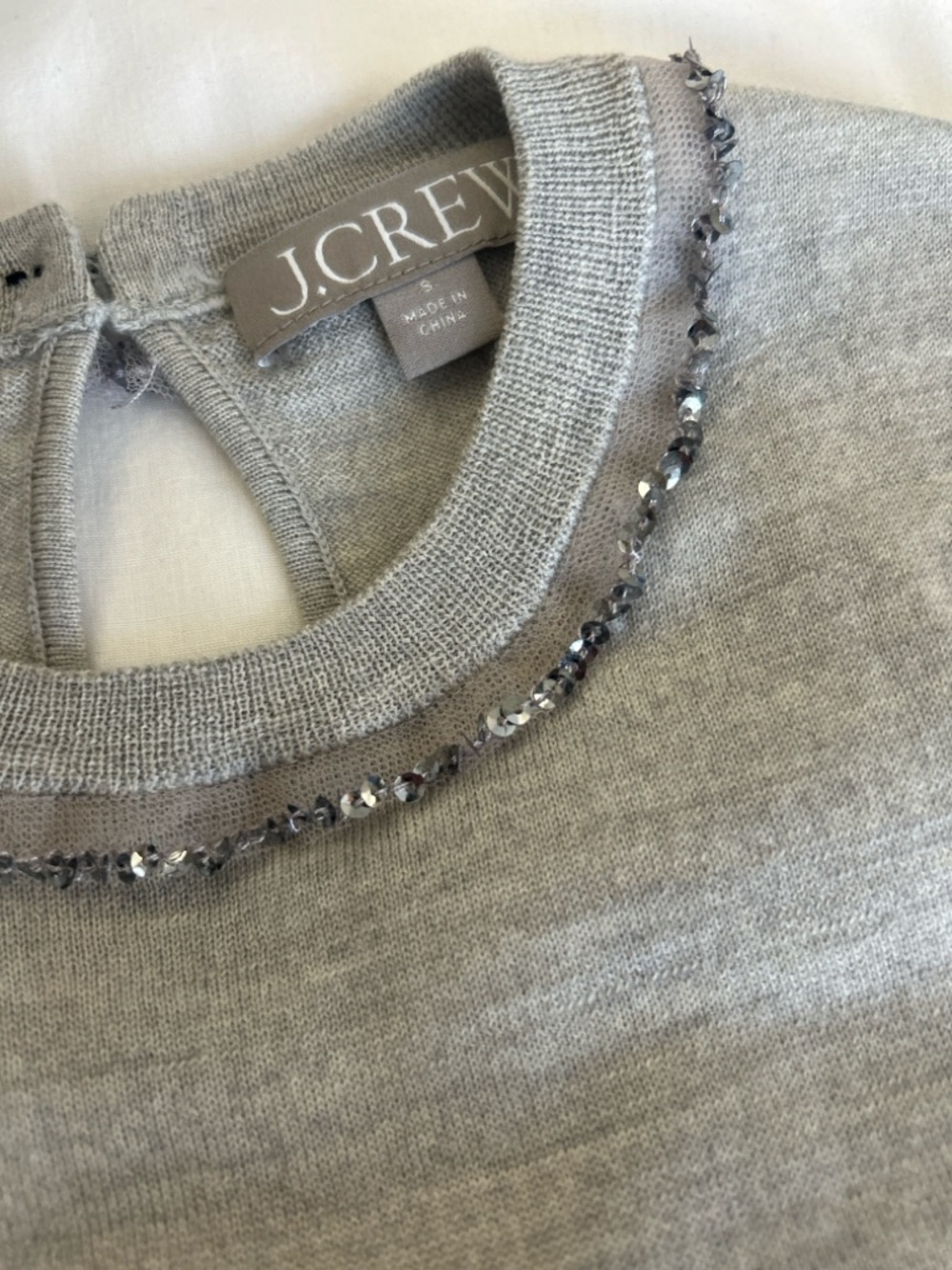 J. Crew 100% Merino Sequin Beaded Collar Sweater, S